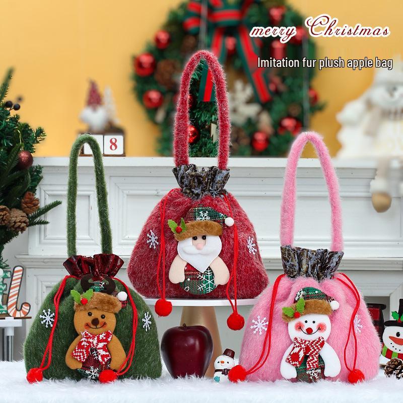 Internationale Weihnachts-Jutesack-Geschenktüten-Ornamente: Zeichentrick-Apfel- und Süßigkeitstüten für den Kindergarten