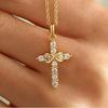 S925 Sterling Silver Full Diamond Cross Necklace for Women - European & American Style Clavicle Chain