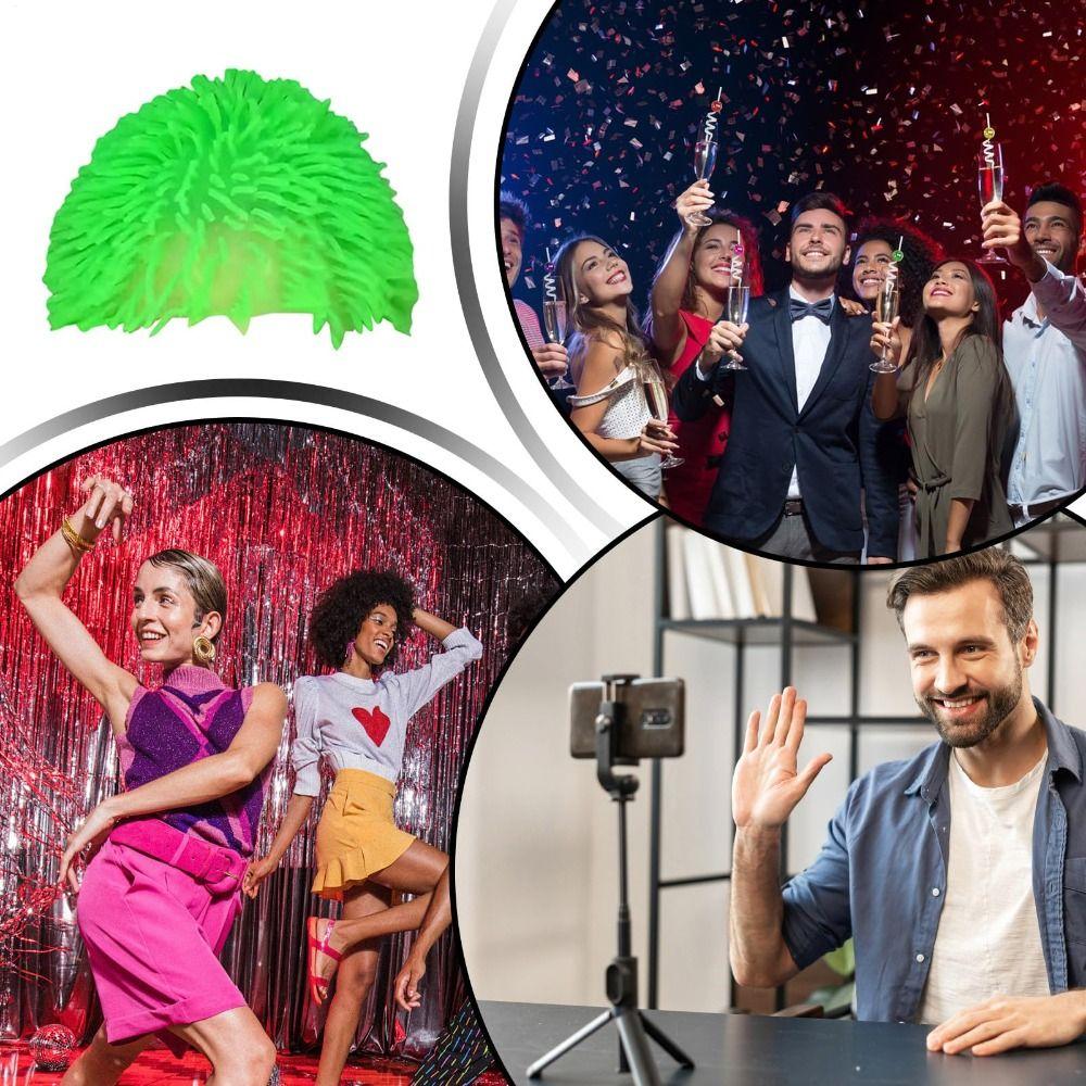 Soft Rubber Long Hair Head Cover Funny Portable Party Hat Gifts Colorful Head Cover