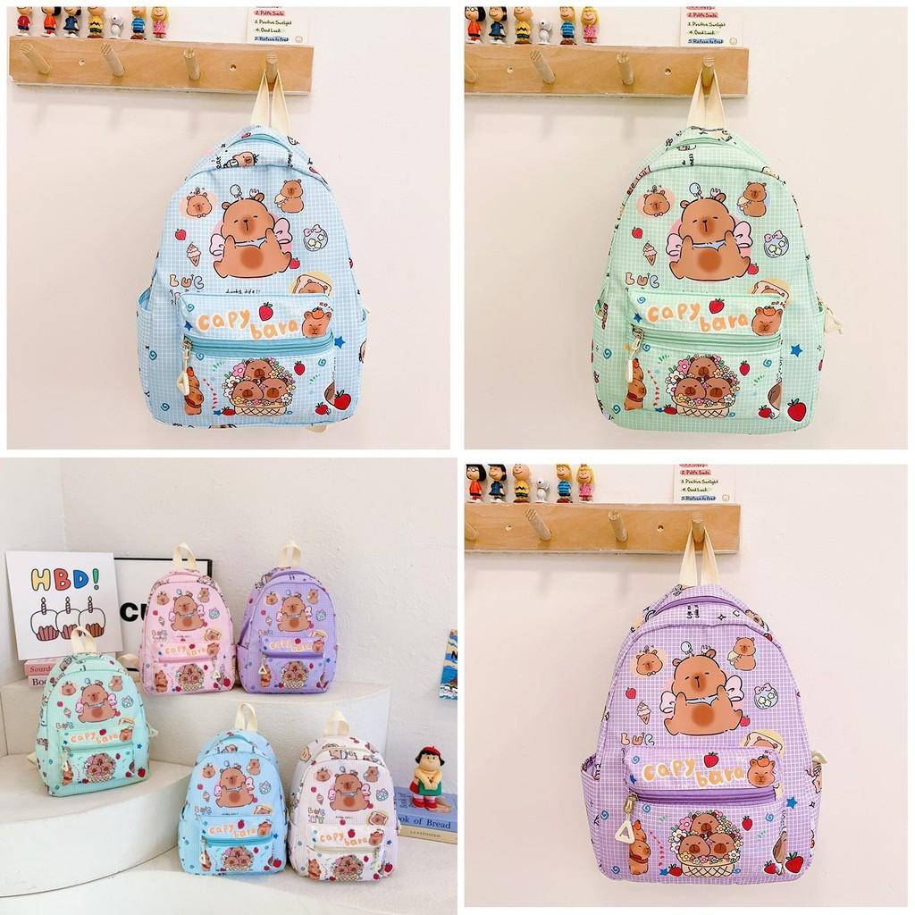 Delightful Capybara Children's Backpack Soft Nylon Material For Comfort And Ease