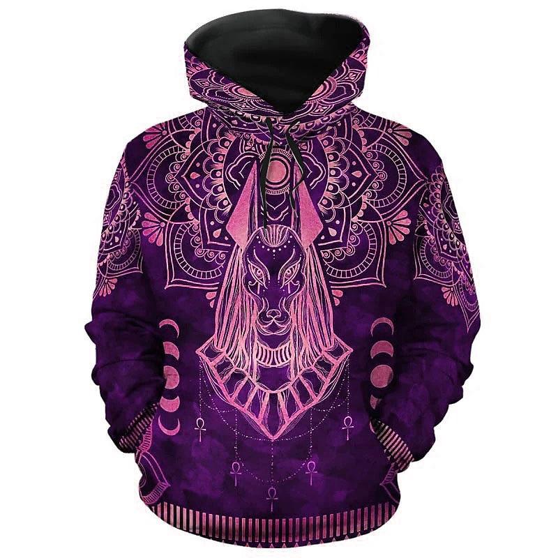 Sweat à capuche pour homme Tatouage Pharaon Anubis Égyptien Antique Impression 3D Pull Sweat-shirt Personnalité Streetwear Rétro Graphique Hoodies
