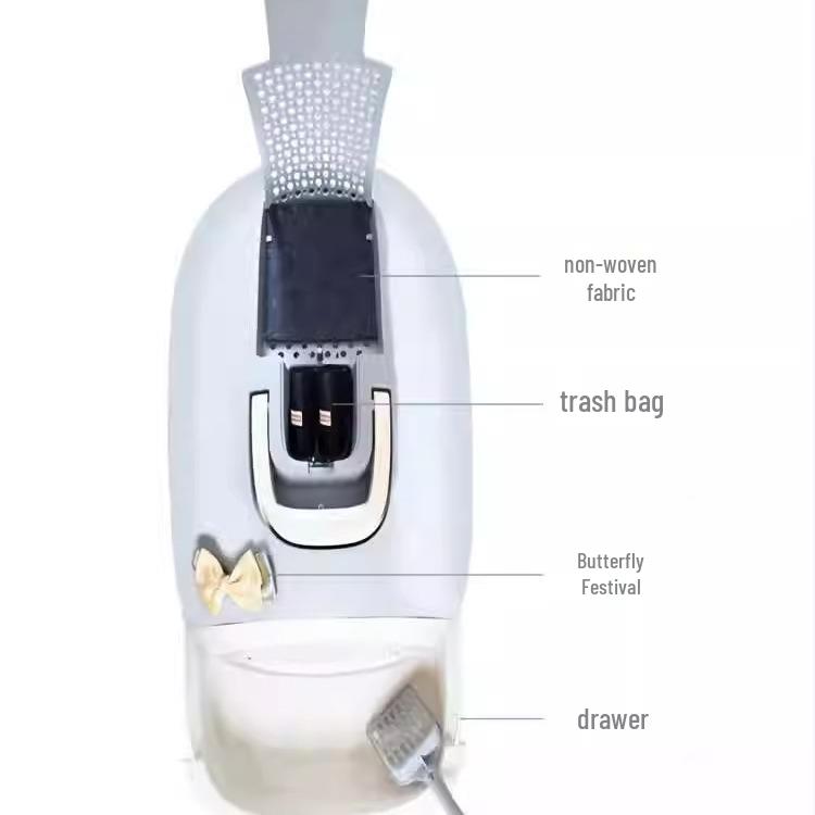 Mika Enclosed Cat Litter Box with Door Panel, Garbage Bag Drawers, and Accessories Upgrade