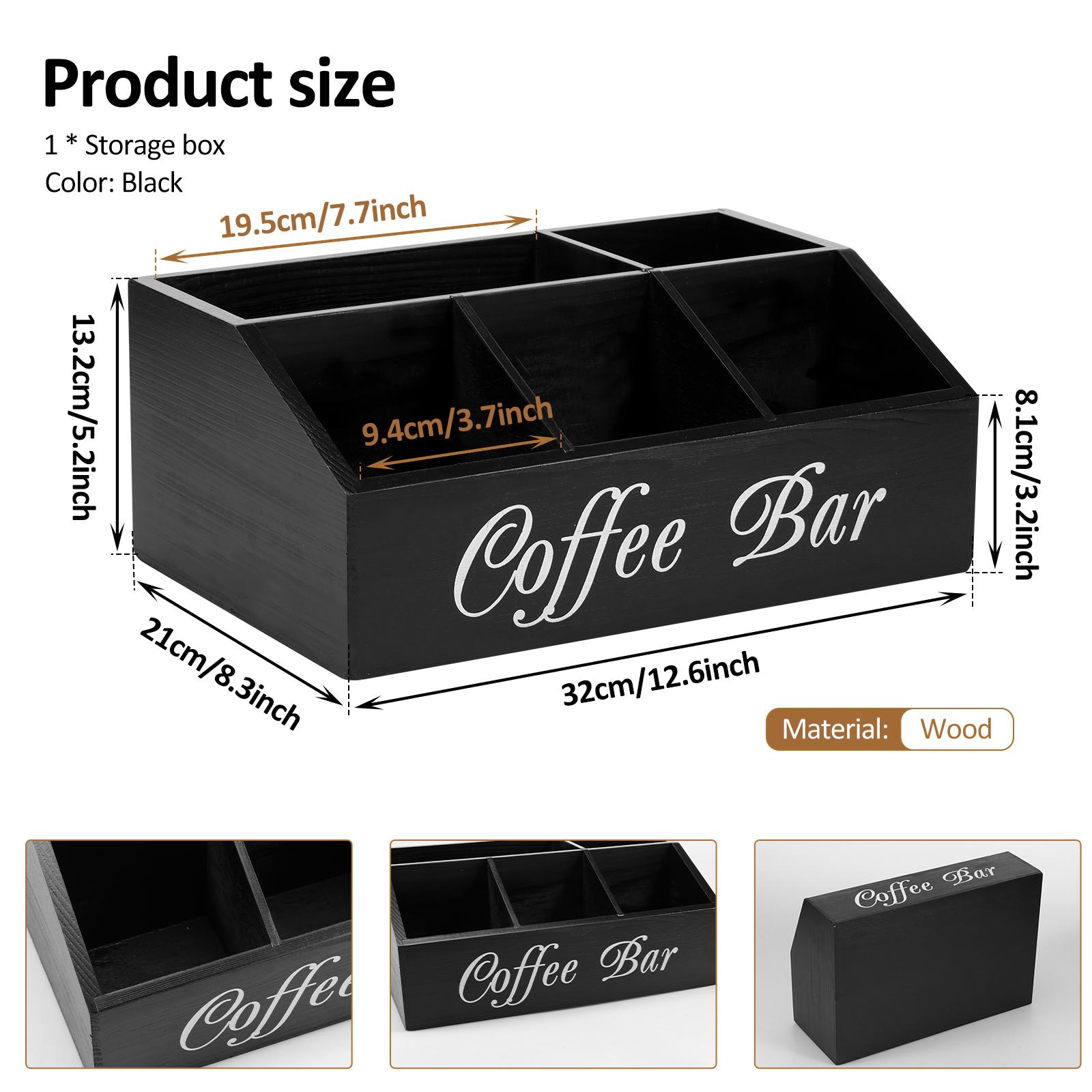 

Wooden Coffee Rack Coffee Bar Organizer 5 Compartments Coffee Bar Accessories Vintage Coffee Storage Station Coffee Pods Holder 1Pc