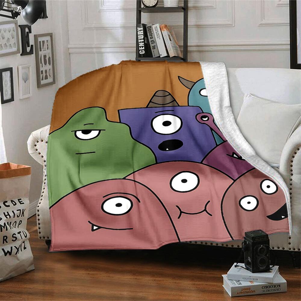 1pc Monster, Cartoon Blanket Warm, Cozy, And Soft, Suitable for Sofas, Beds, Cars, And Office Use.Perfect for Camping And Travel, Making It a Great Gi