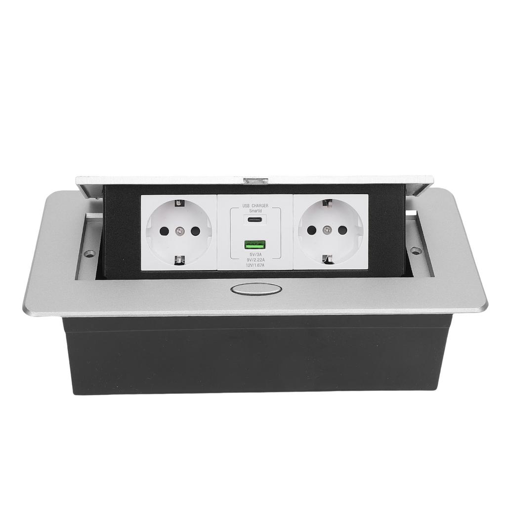 Pop Up Power Strip Silver Color 20W USB Fast Charging Rain Proof Embedded Countertop Pop Up Outlet