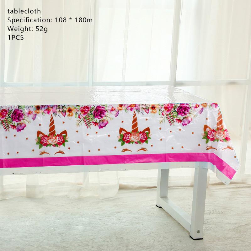Unicorn Wreath Kids Birthday Party Supplies Tableware Plates Cup Fork Tablecloth