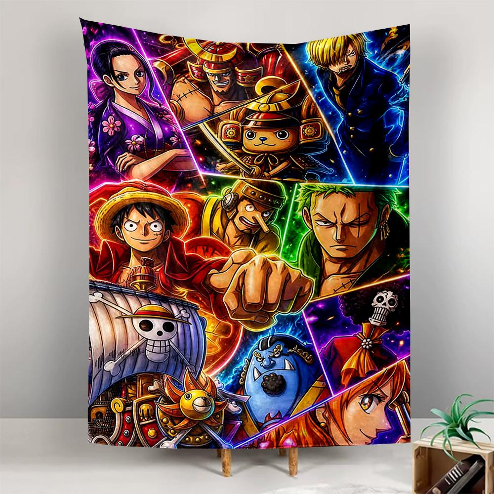 Colorful Anime Collage of Pirate Crew Members Patterned tapestry for bedroom and living room home decor