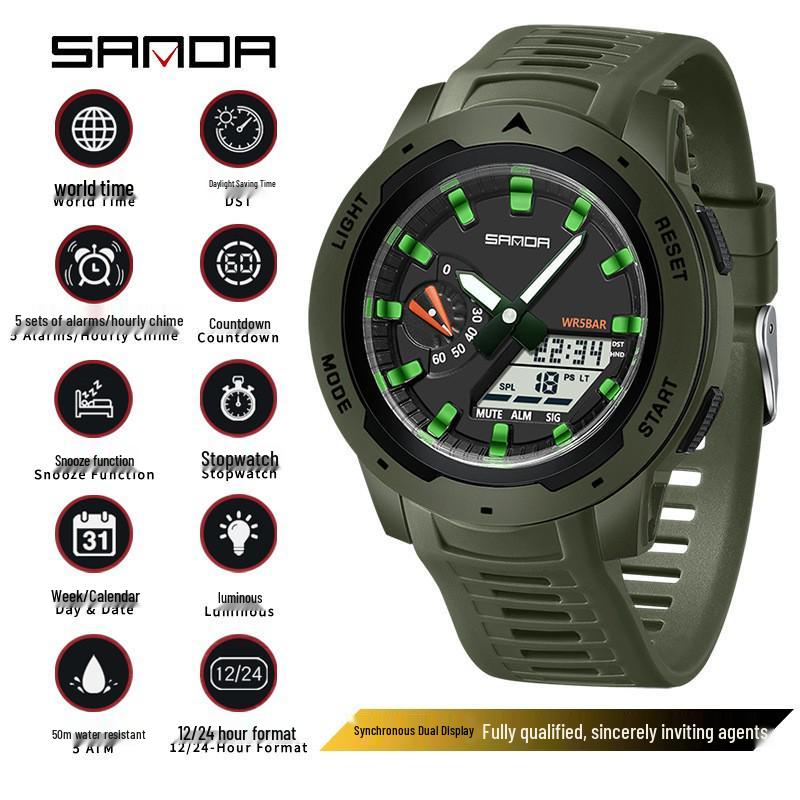 Sanda Multifunctional Waterproof Luminous Youth Sports Watch