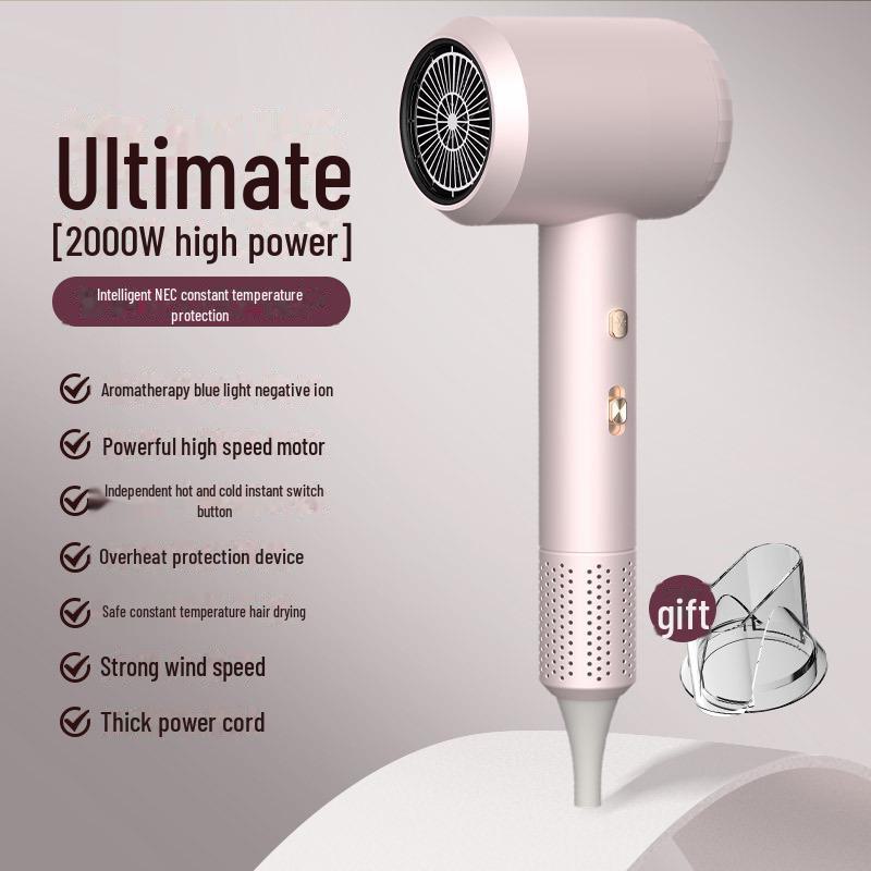 High-Power Blue Light Hair Dryer for Salon & Dorm, Hot/Cold Settings
