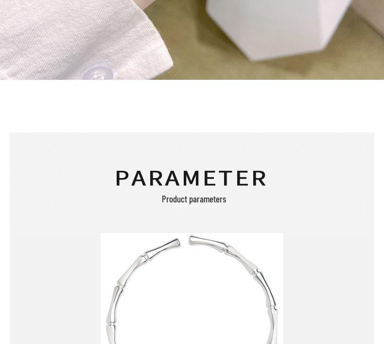 999 Sterling Silver Open Bamboo Joint Bracelet: Polished & Matte, Young Style, Solid Silver, Women's Thin Design.