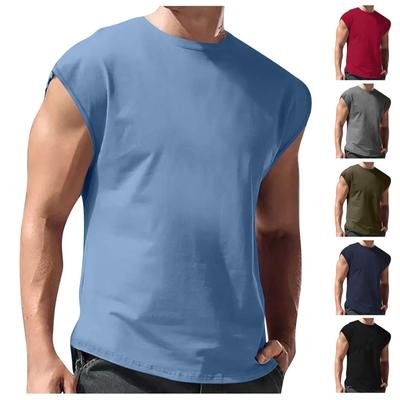 Men's Vest Casual Sleeveless Beach Retro Summer Solid Color Round Neck Sleeveless Vest