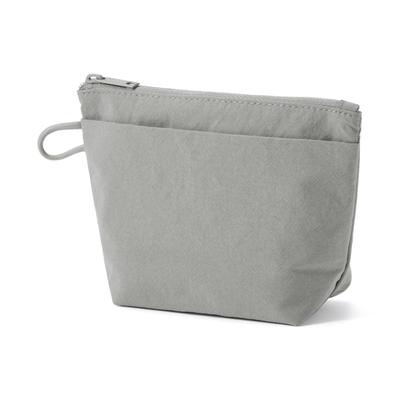 MUJI Wrinkle Nylon Gusseted X 11 X 6 84475658 Pouch, Gray, Small, Approx. 16.5 Cm,