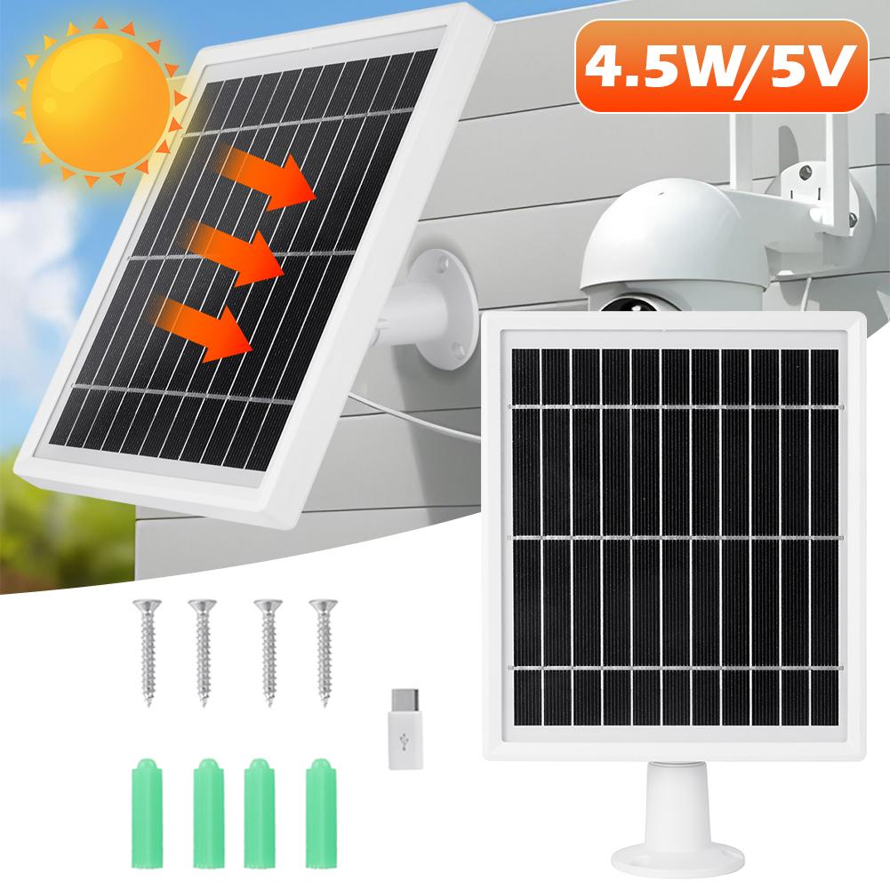 4.5W 5V Solar Panel Wall Mounting Low-Power Solar Charging Panel Waterproof For Doorbell Security Camera With 300cm CableBracket
