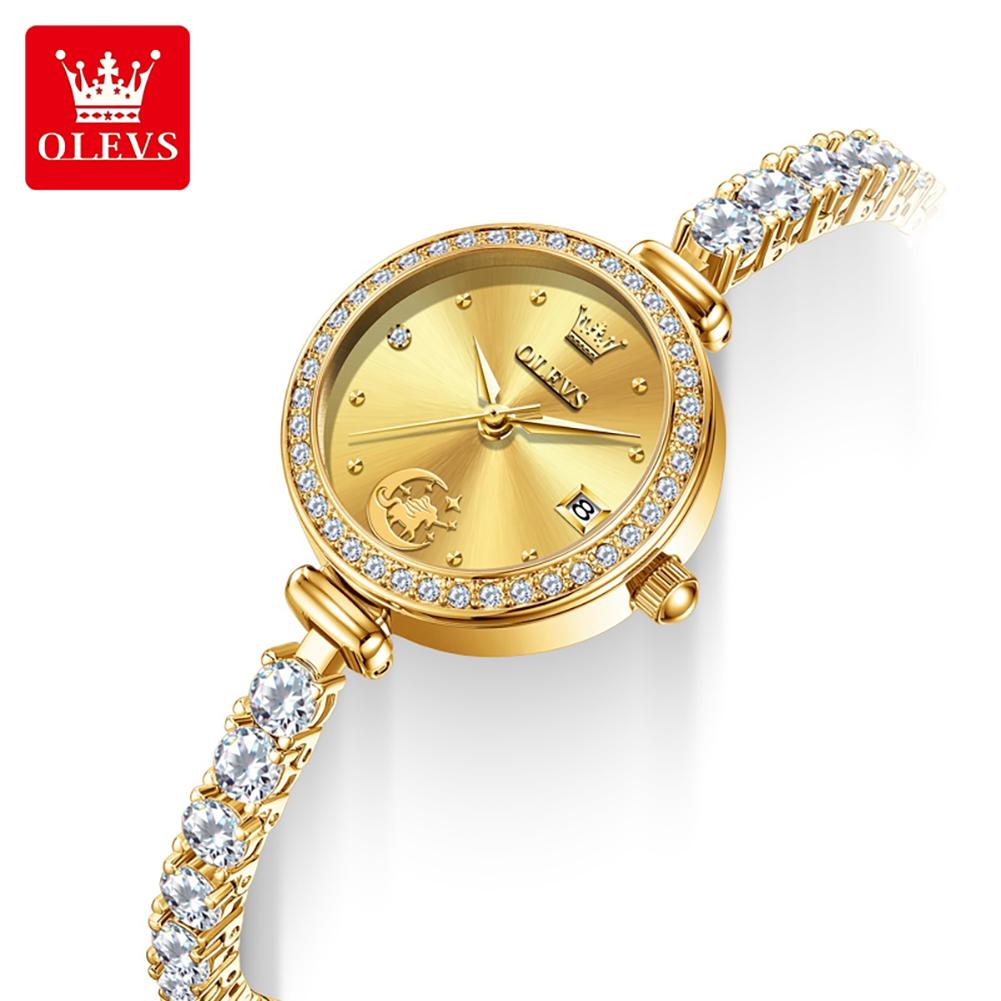 OLEVS Luxury Quartz Watches for Women Elegant Full Diamond Auto Date Waterproof Bracelet Wristwatch Original Ladies Watches 2998