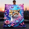 1 Stück Gepard Blumenschmetterling Überwurfdecke Polyesterfaser, Leichter Flanell, Weich & Warm, Ganzjahresnutzung für Außenbereich, Camping Digitaldruck