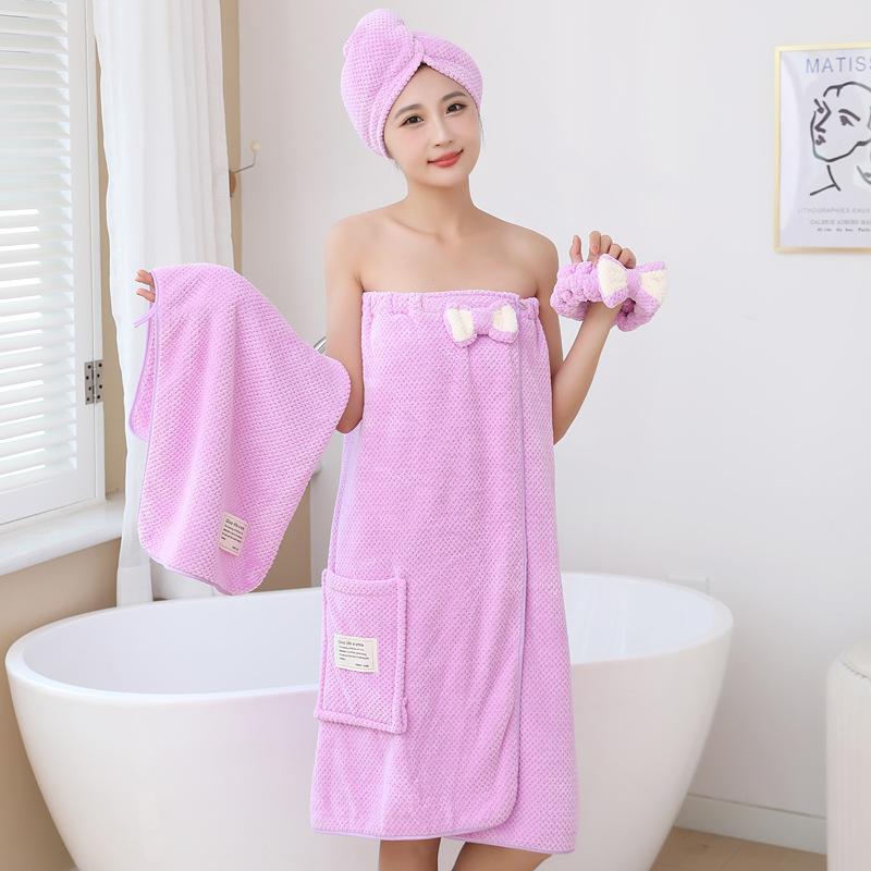 Large Women's Double Tone Strapless Shower Dress Set, Cute Knitted Pineapple Plaid New Item, Wearable Bath Towel
