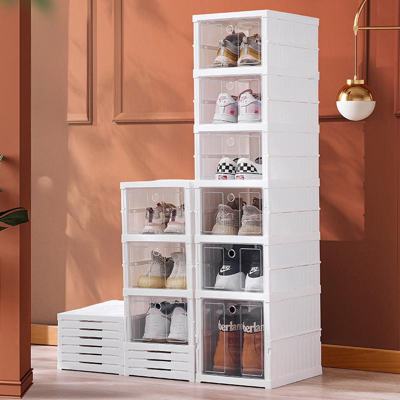 2/3/6 Layers Shoe Storage Box Foldable Sneaker Display Stand Plastic Drawer Transparent Shoe Cabinet Shoe Rack Shoe Organizer