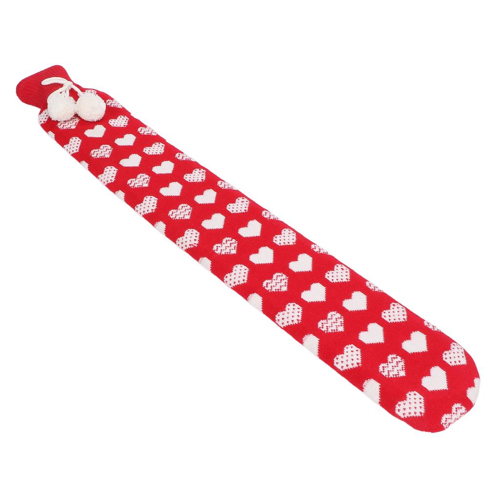 Hot Water Bottle Soft Rubber Knitting Sleeve Hot Water Bag for Warming Shoulders Neck Waist Red 2L
