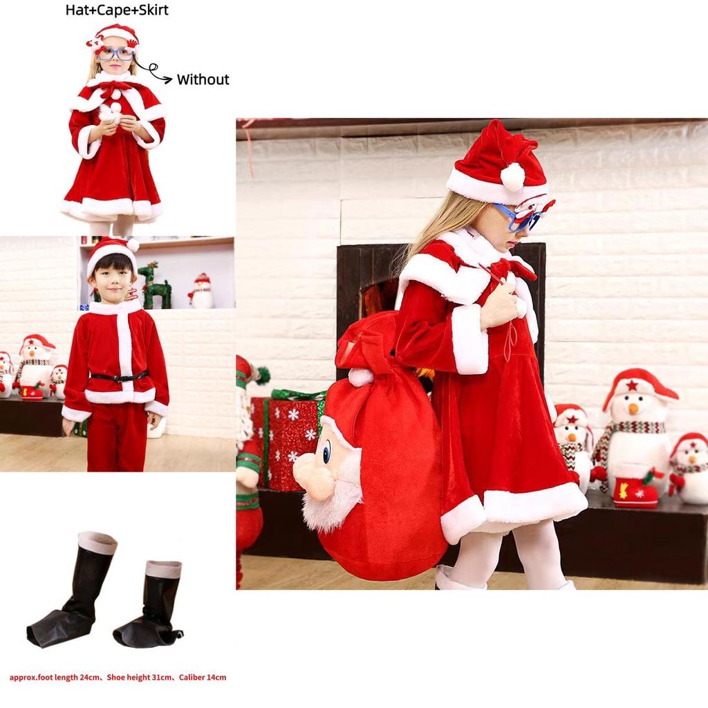 Christmas Attire For Children Vibrant Red Santa Costume With Plush Fabric