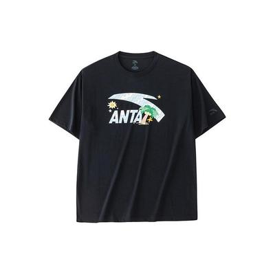 Logo Pattern Printed Casual Round Neck Short Sleeve T-Shirt Men Tops Black 952428114-6