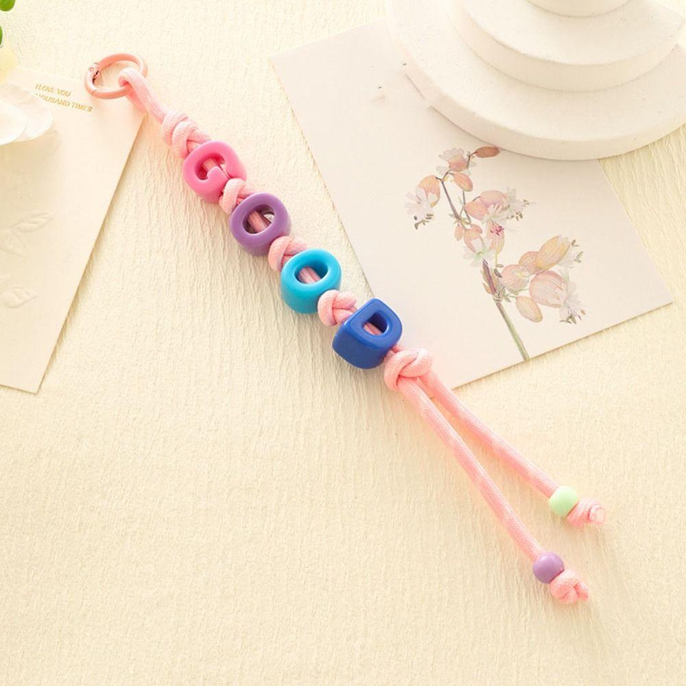 Colorful Acrylic Beads Keychain Anti-Lost Beaded Tassel Pendant Fashion Mobile Phone Lanyard  Ins