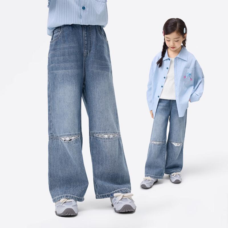 Xia Yin Man Girls  Fashion Casual Straight-Leg Denim Jeans 140