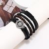 4-Piece Trendy Men's Woven Leather Bracelets with Leaf Design