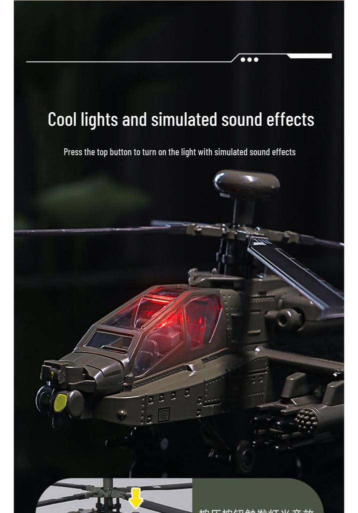 Apache Helicopter Alloy Model Military Toy for Kids