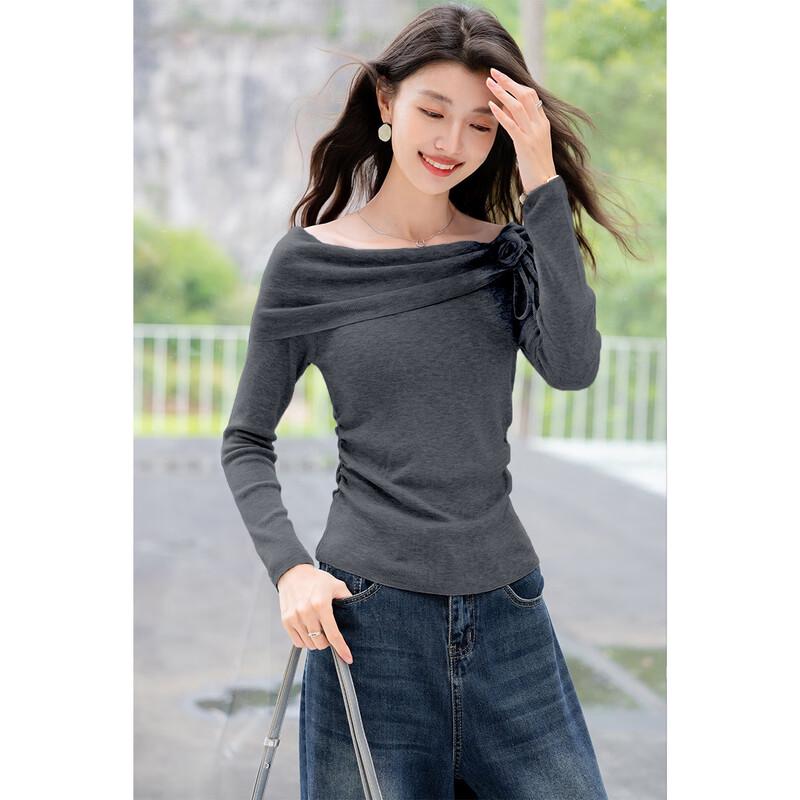 Mocana Women's Floral Halter One-Shoulder Long Sleeve Knit Top