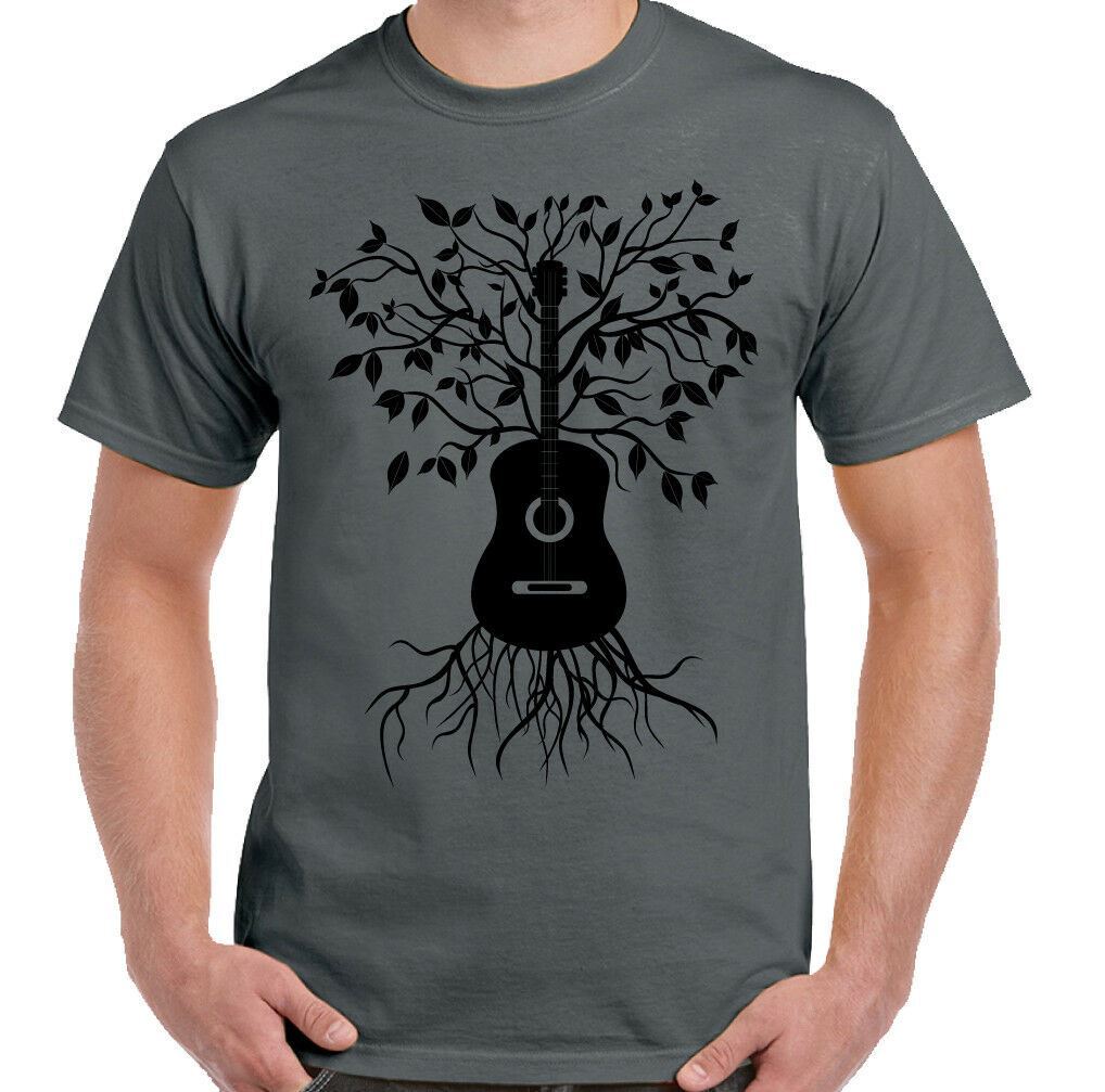 Guitar T-shirt Acoustic Tree Mens Electric Bass Amp Strings U2 Rock Music XL