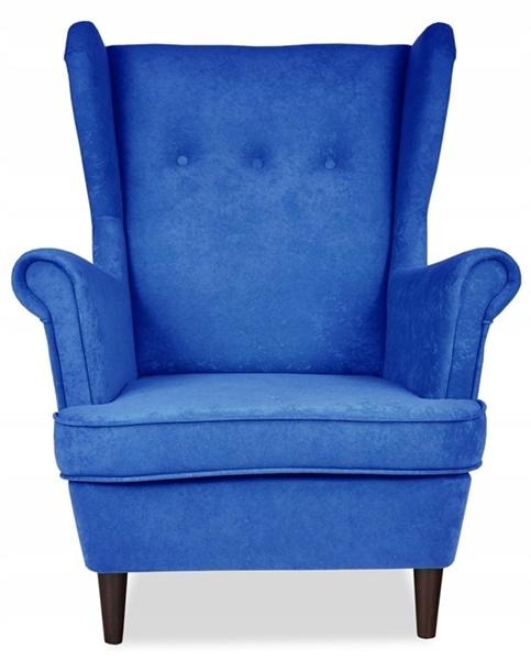 ARI Scandinavian Family Meble Wing Chair, Blue Velvet Modern