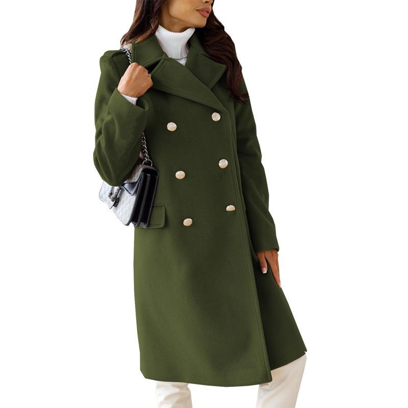 European and American-style Simple Double-breasted Coat for Women (Fall/Winter)