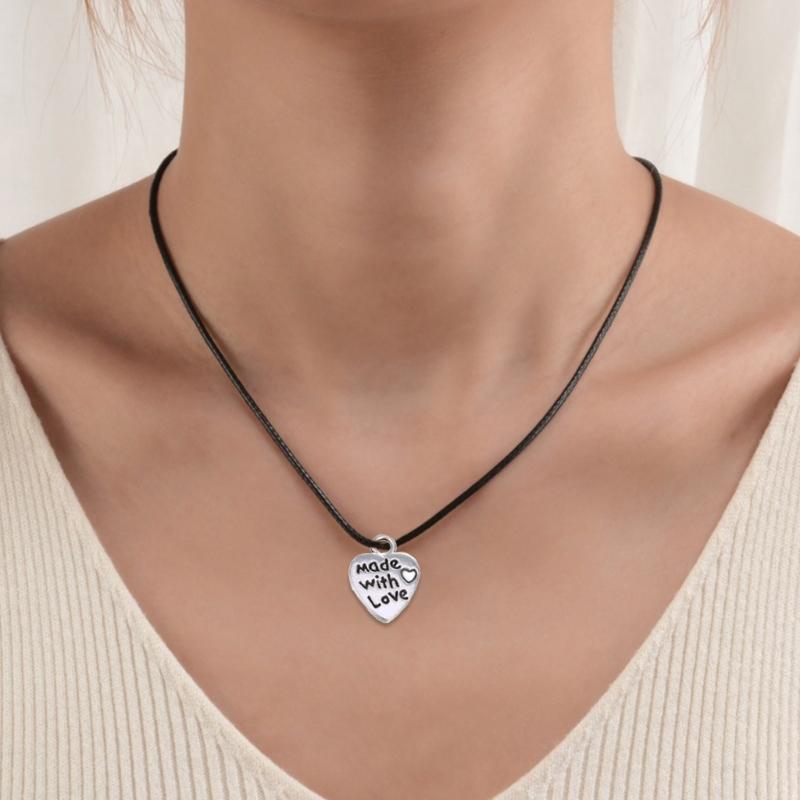60pcs Heart Charm Made With Loves Pendant 12x10mm Tibetan Antique Silver Color Pendants Jewelry Making DIY Handmade Craft