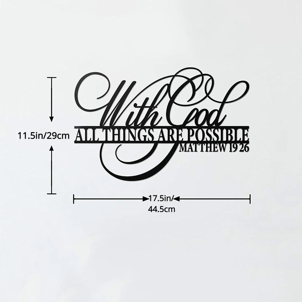 

1 шт. «С Богом все возможно» металлический настенный декор — вдохновляющая надпись из Священного Писания для дома, офиса или религиозных помещений чёрный