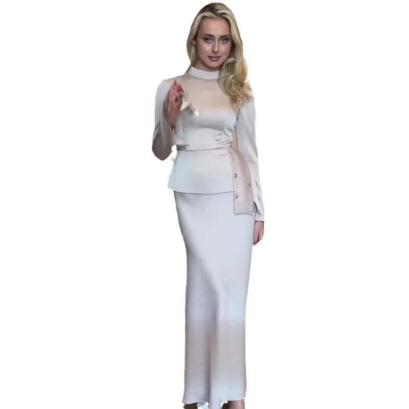 2024 Autumn Women's Solid Color Top & A-Line Skirt Set