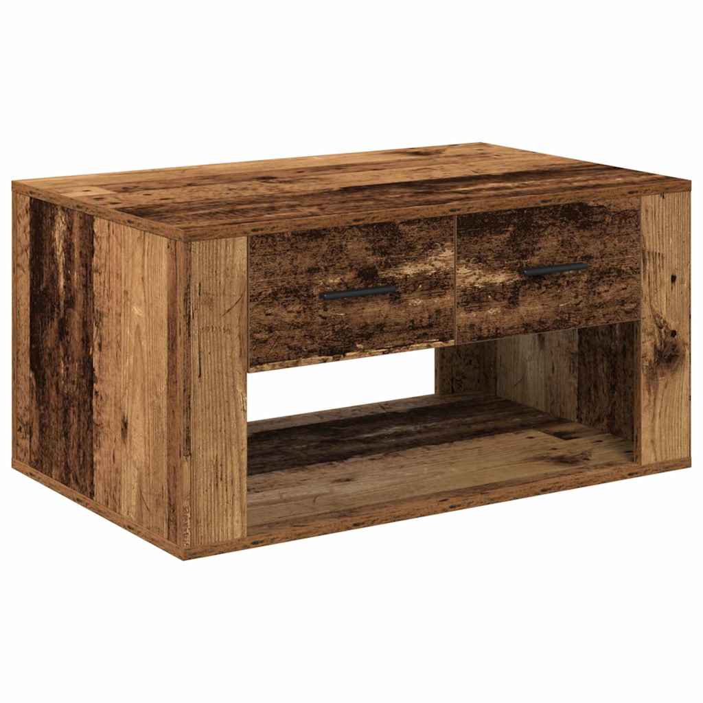 Coffee Table with Drawers Reclaimed Wood Look 80 x 50 x 40 cm Particleboard