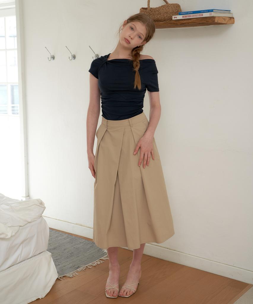 Peullobeu Unbal Pintuck Long Skirt_Be
