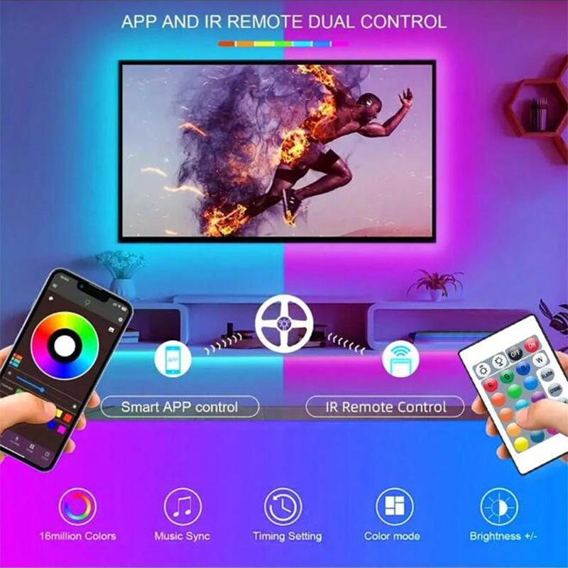 RGB Led Strip Lights 5m 10m 20m 30m Led Room Light with APP Control Flexible Ribbon Lus Led Tape for Room Bedroom Decoration