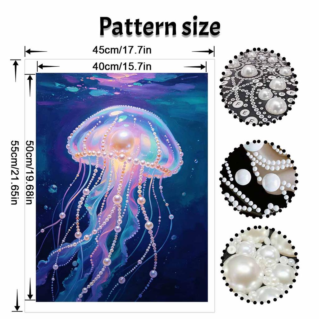 Framed Pearl Painting Kit Glowing Jellyfish DIY 3D Bead Canvas Art Creative Leisure Craft Home Decoration Wall Hanging Relaxing Hobby