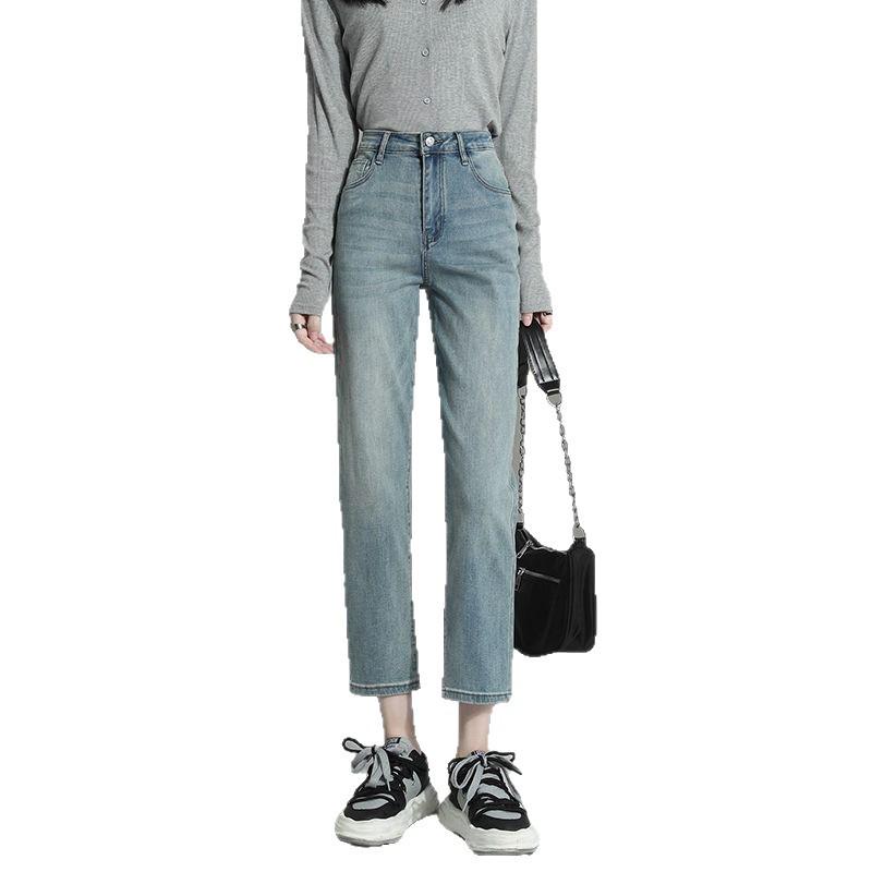 Autumn 2025 Women's High Waist Straight Leg Jeans: Slimming Petite Plus Size Cropped Cigarette Pants