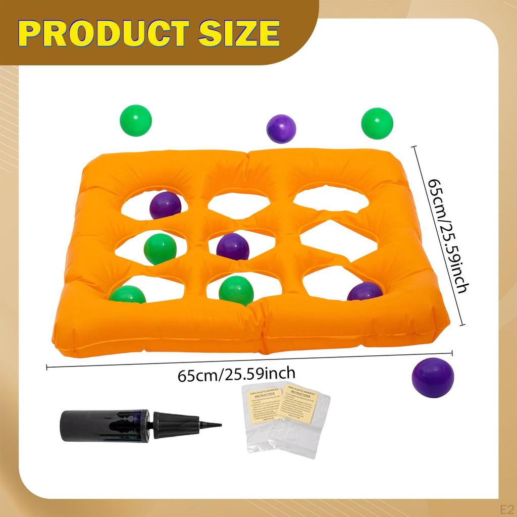 Pool Floats Toys Game Set with 10 Balls,Summer Activity Inflatable Tic Tack Toe Toy Toss