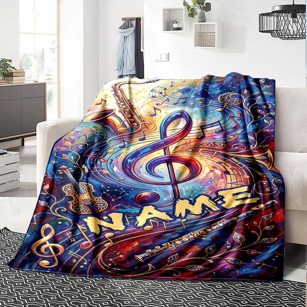 Music Art Home Customize Your Name Blankets Soft Lightweight Cozy All Season Multi Use Throw Blanket For Couch Office Bed Living Room Picnic Gift For