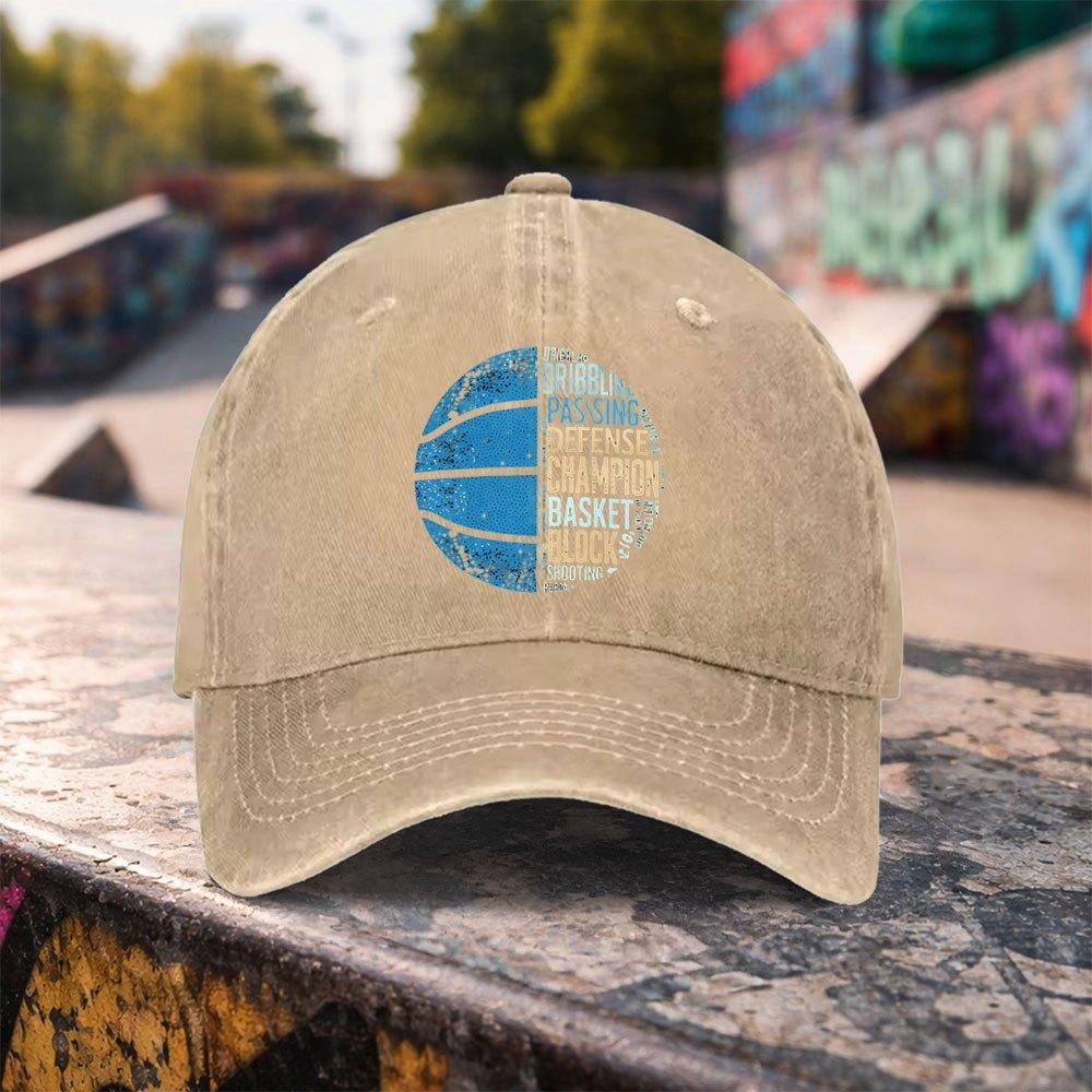 Pc Casual Fashion Basketball Sports Pattern Printed Washed Baseball Cap Premium Versatile Outdoor Accessory Unisex Duckbill H
