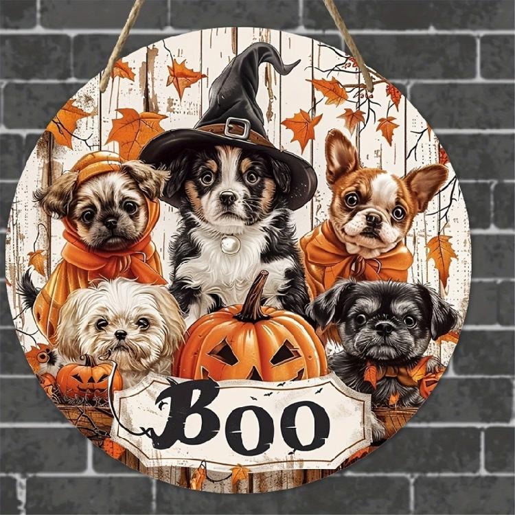 Halloween Türschild Dekoration Hängend Holz Wanddekoration Rustikal Haustür Hänger für Zuhause Zimmer Innen Außen Feiertag