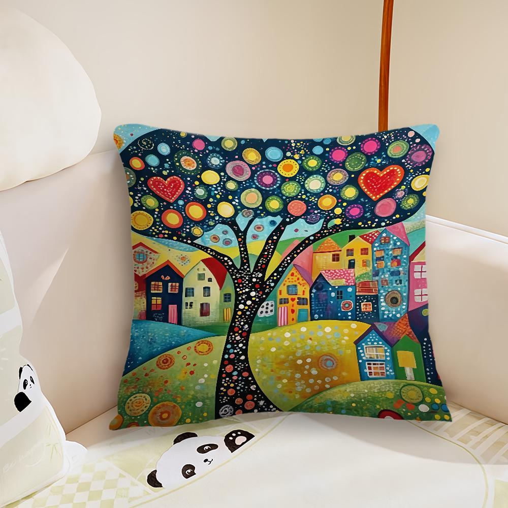 Painting Doodle Rustic cushion cover Plush Fabric Soft Double Sided Print Sofa Cushion Cover Throw Pillow Covers 30x30CM(12x12in)