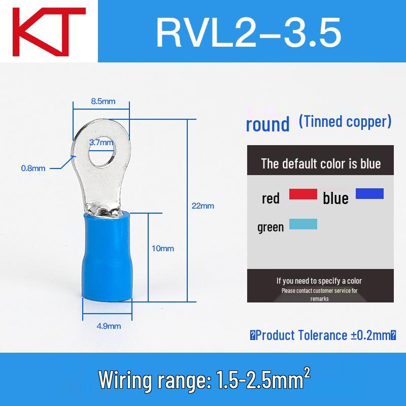 Kaisheng Round Pre-insulated Copper Crimp Terminals (RV2 Series)