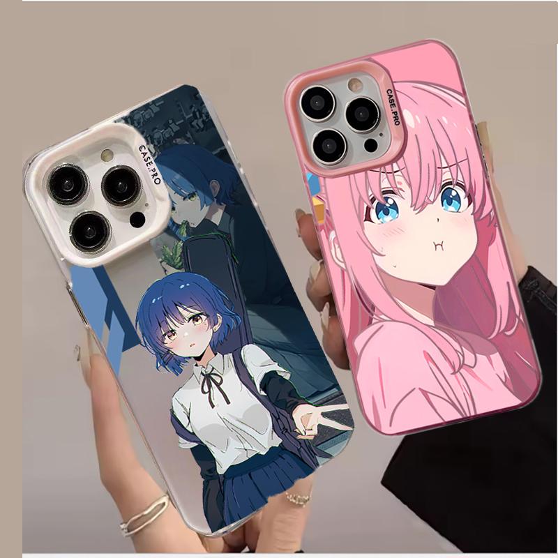 Cute Anime Bocchi The Rock Casing For Iphone 17 16e 16 15 14 13 12 11 Pro Max Plus 17 Air Armor Cartoon Plating Pink Phone Case