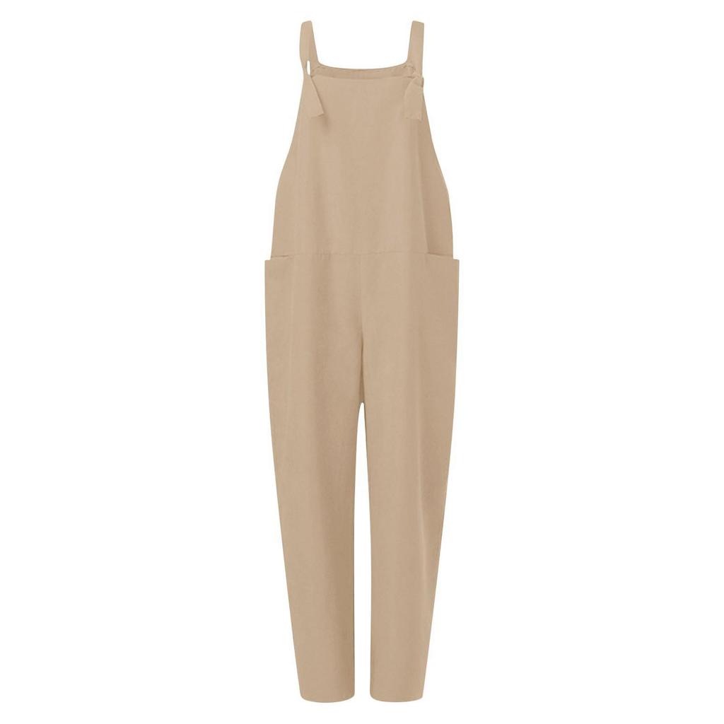 Women's Solid Color Suspenders Casual Pants - 9626#