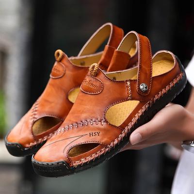 2025Outdoor Spor Ayakkabı Plaj Lastik Parmak Arası Terlik Erkek Su Yürüyüş Sandaletleri Yazlık Sandaletler Erkek Deri Klasik Roma Sandaletleri Terlik