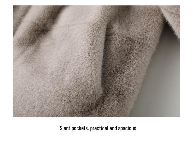 2024 Women's Short Hooded Winter Coat - Thickened Golden Mink Fleece, Eco-Friendly Faux Fur Jackets